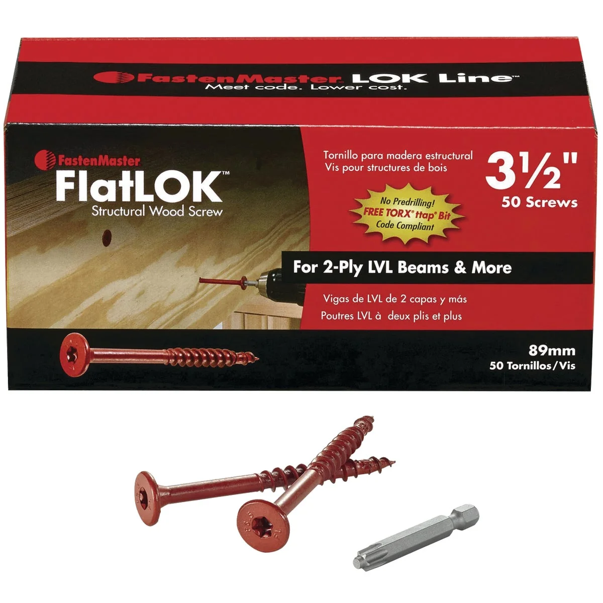 Green FastenMaster FlatLok 3-1 2 In. Engineered Structural Wood Screw 50 Ct. Safe