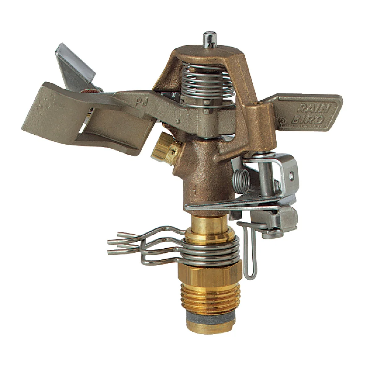 Smooth Rain Bird Brass 20 Ft. to 41 Ft. Dia. Riser Mounted Impact Sprinkler Functional