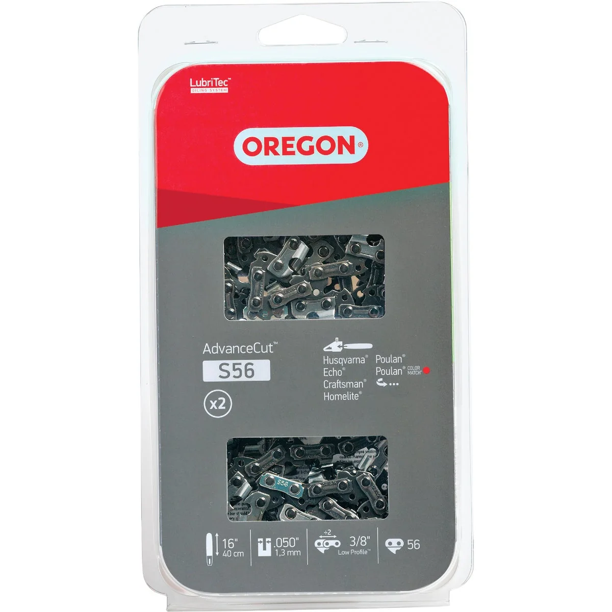Refined Oregon AdvanceCut LubriTec S56T 16 In. 3 8 In. Low Profile 56 Link Chainsaw Chain 2-Pack Prestigious