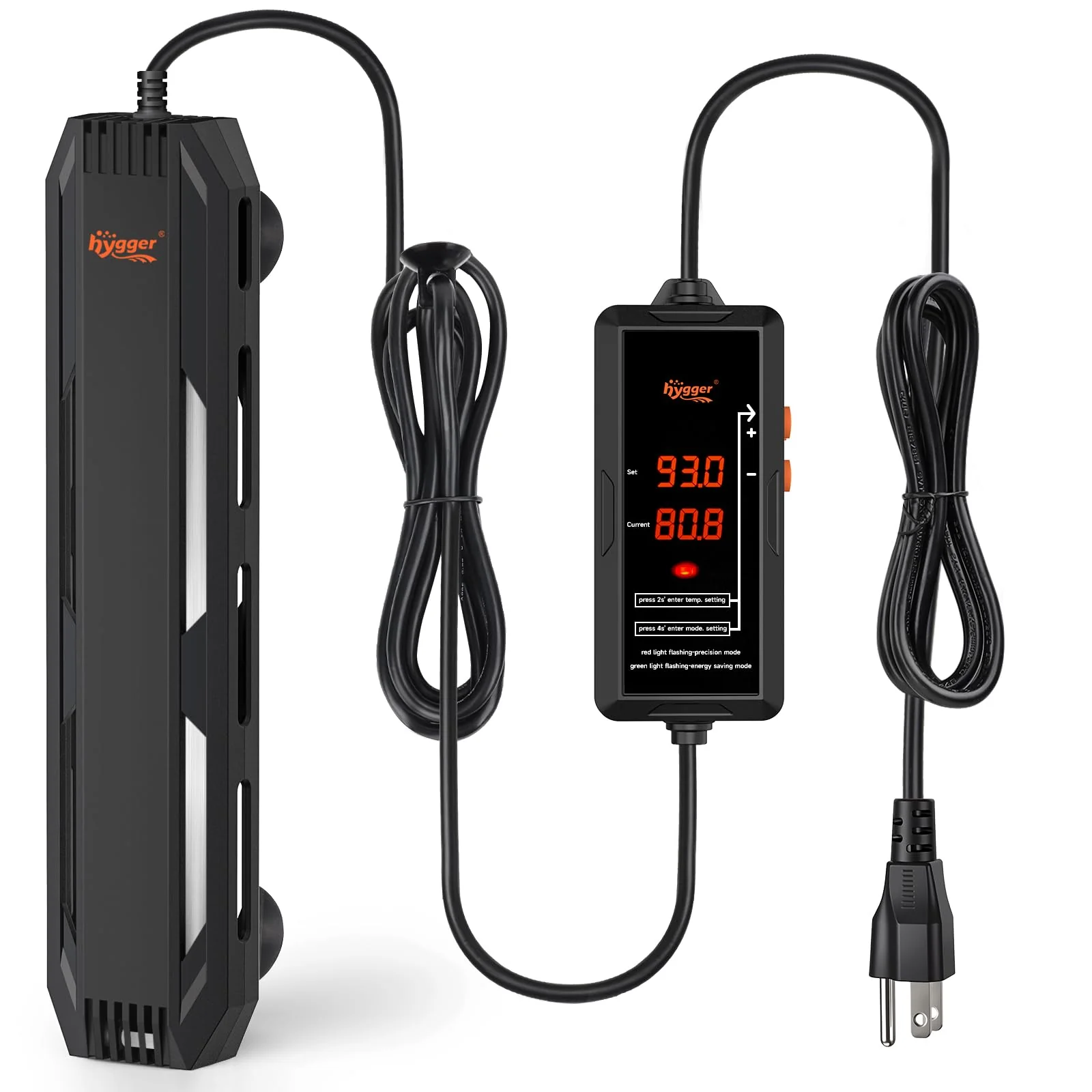 Smooth hygger Aquarium Heater 500W — Submersible with Temperature Controller for 65–130 Gallon Tanks Unique
