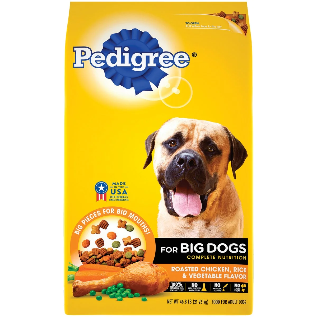 Reliable Pedigree Complete Nutrition 46.8 Lb. Roasted Chicken Rice Vegetable Large Breed Adult Dry Dog Food Natural