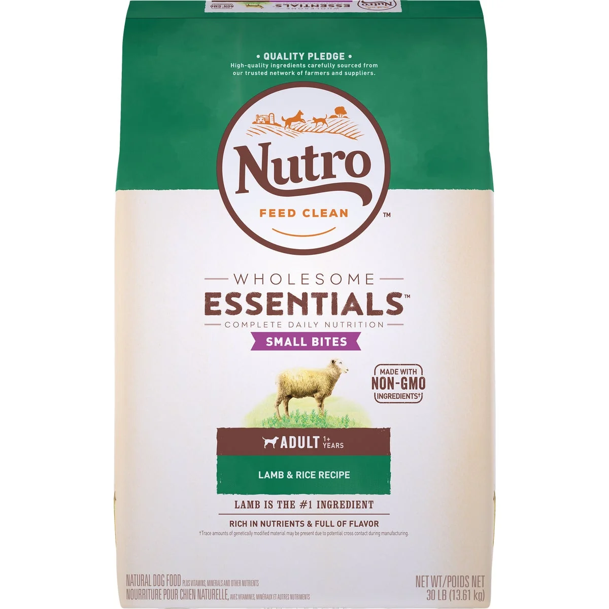 Convenient Nutro Wholesome Essentials Small Bite 30 Lb. Lamb Rice Adult Dry Dog Food Solid