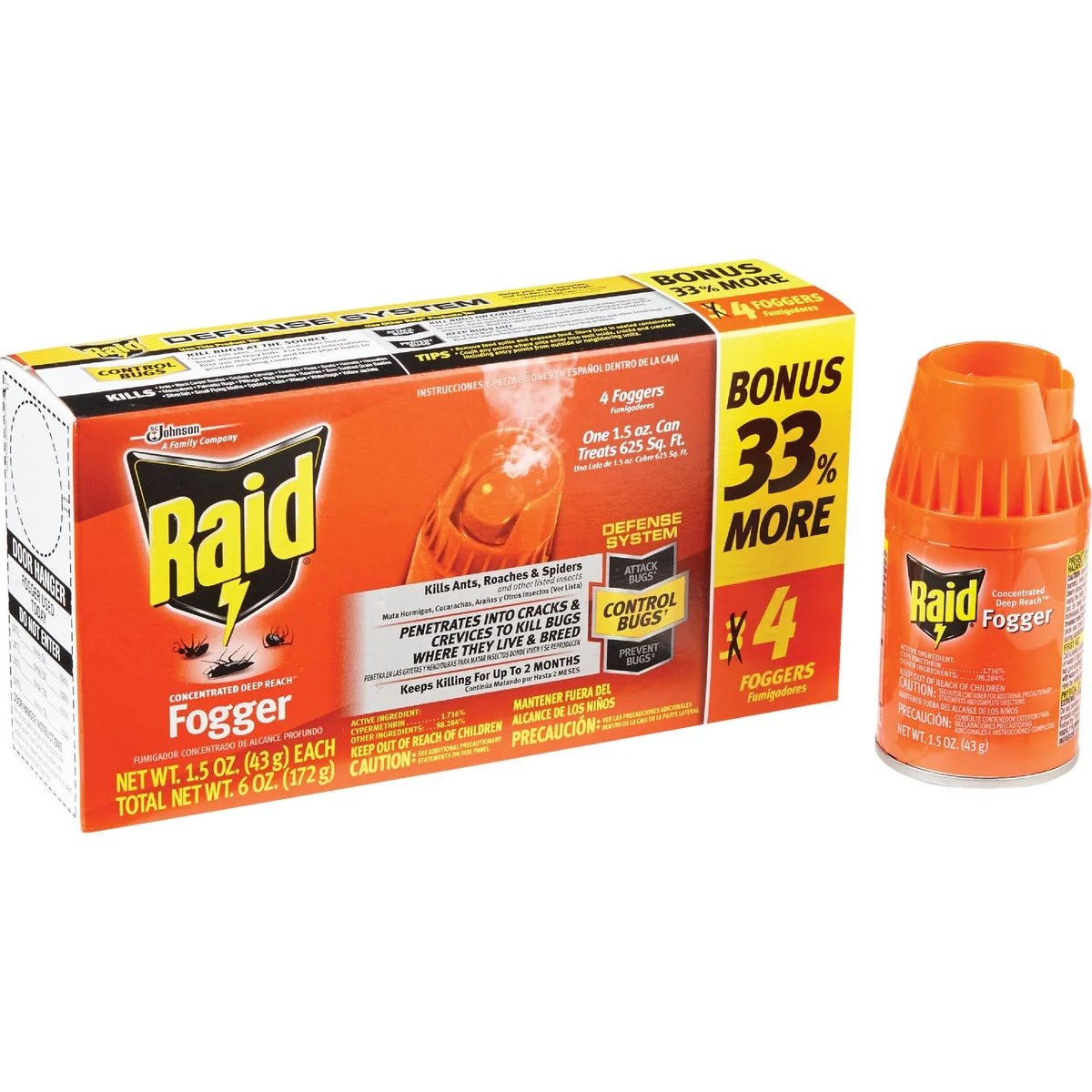 Exceptional Raid Concentrated Deep Reach 1.5 Oz. Indoor Insect Fogger 4-Pack Sustainable