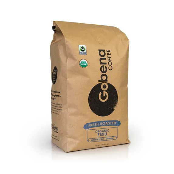 Classic Coffee 5lb Fair Trade Organic Peruvian Ground Medium Roast 80 Ounce Elegant
