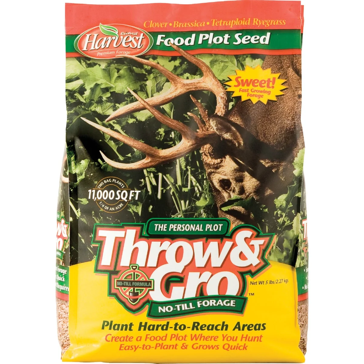 Efficient Evolved Harvest Throw Gro 5 Lb. 11 000 Sq. Ft. Coverage Clover Brassica Tetraploid Ryegrass Forage Seed Optimized