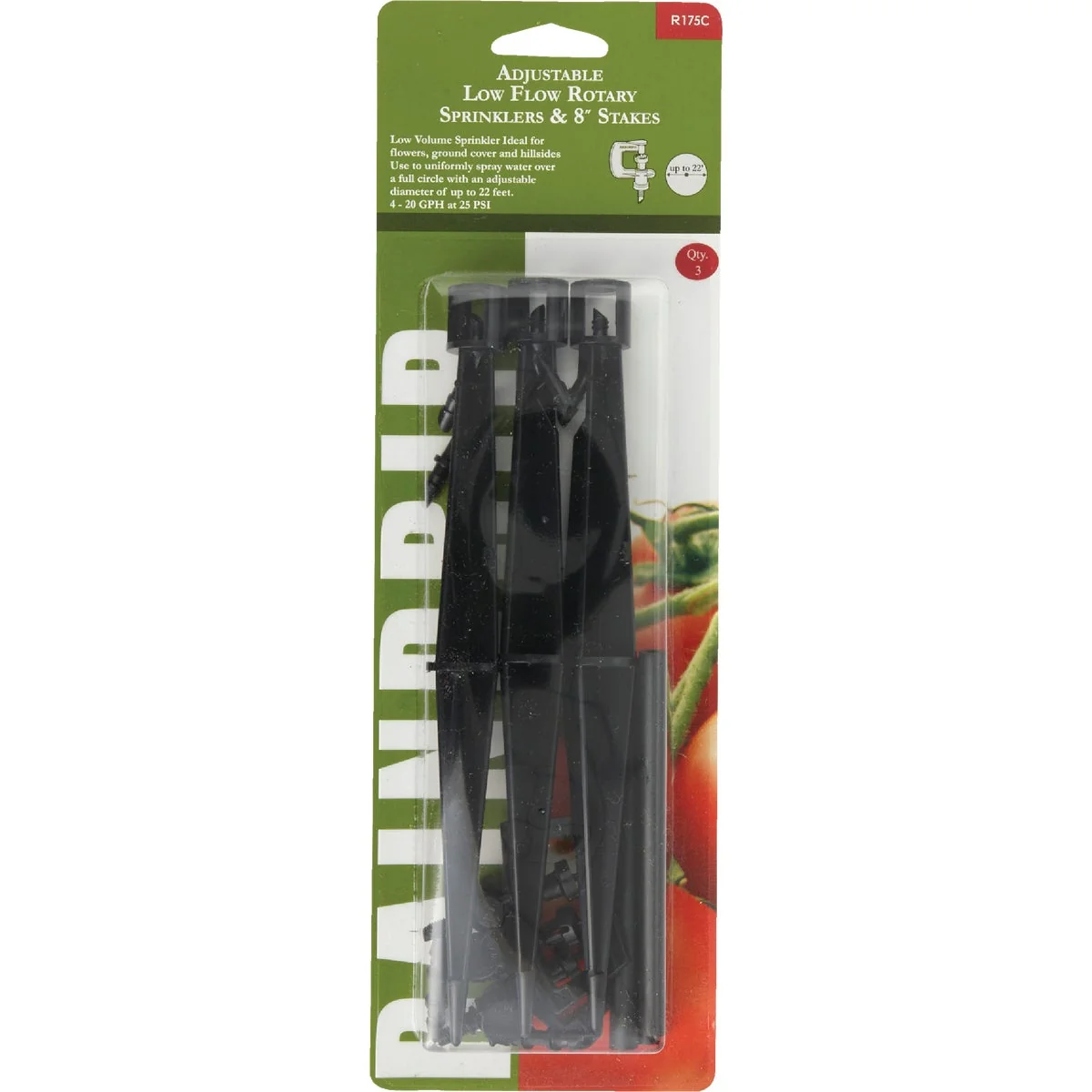 Recyclable Raindrip Full Circle Adjustable Rotary Sprinkler with Stake 3-Pack Dependable