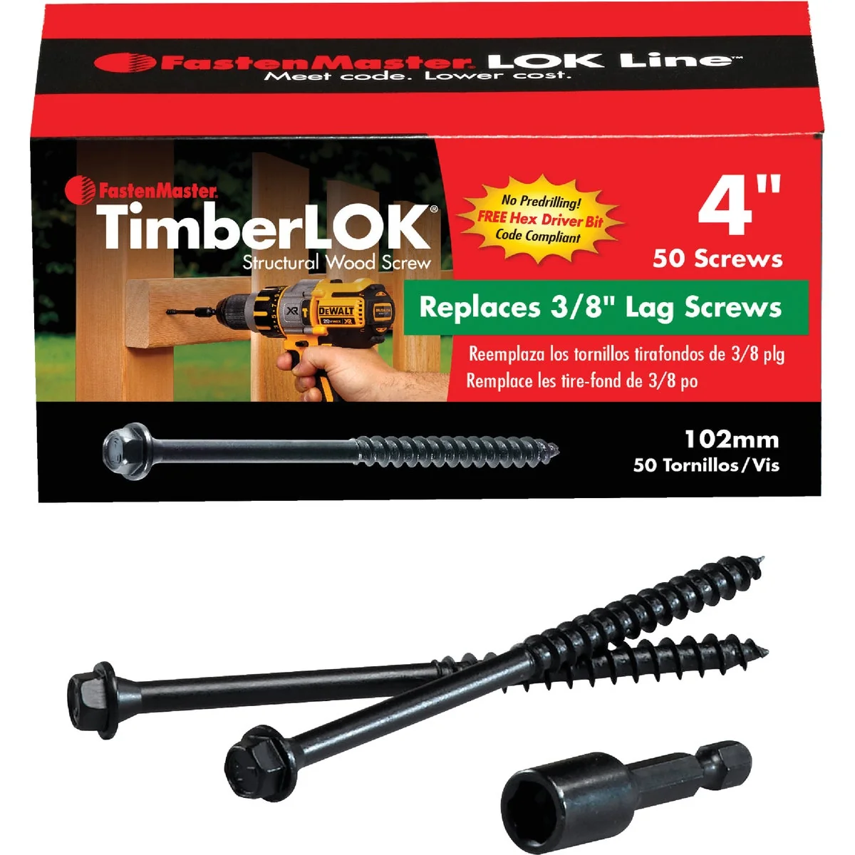 Lightweight Fastenmaster Timberlok 4 In. Countersunk Hex Washer Structure Screw 50 Ct. Reliable