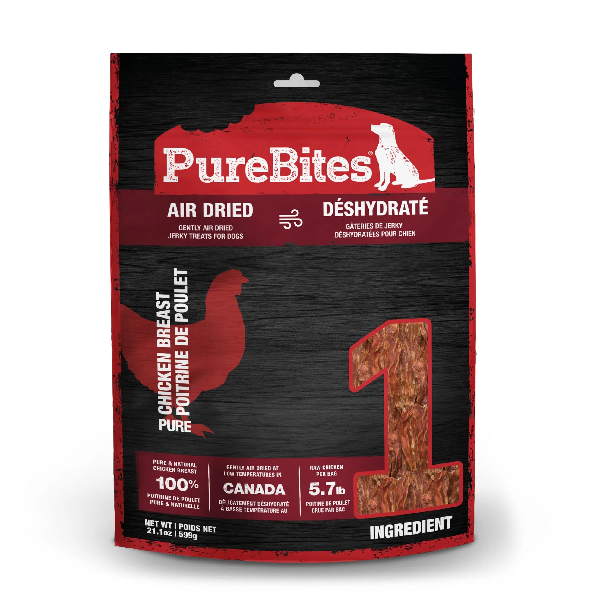 Modern PureBites Chicken Jerky Dog Treats – 1 Ingredient Made in Canada 21.1oz Artisan