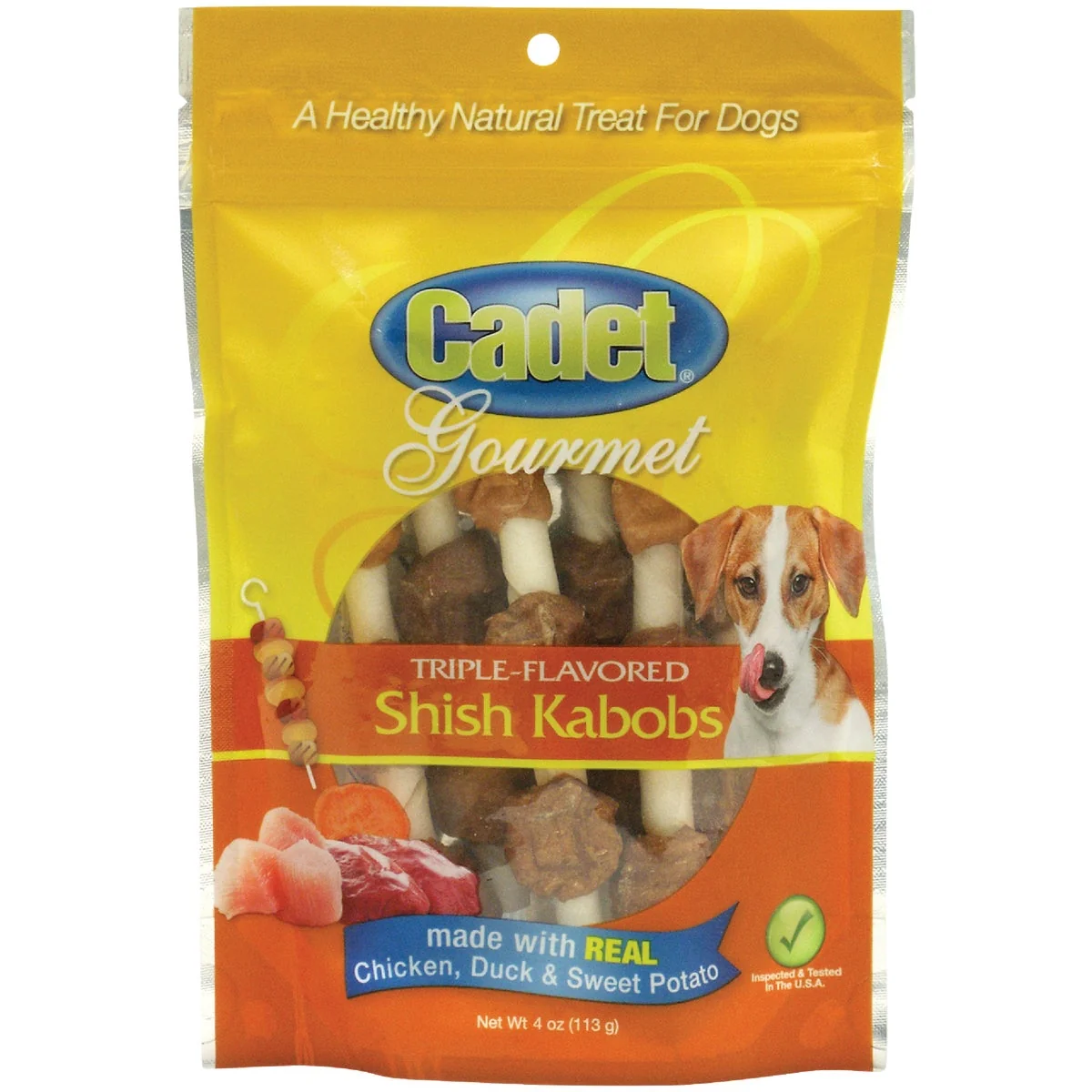 High-Grade Cadet Gourmet Triple Flavored Chicken Duck Sweet Potato Shish Kabobs Small Dog Treat 4 Oz. First-Class