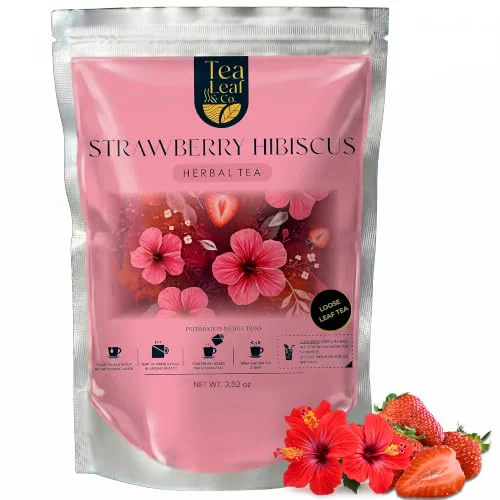 Artisan Strawberry Hibiscus Herbal Tea Loose Leaf 100gm 3.53 Ounce Eco-Friendly