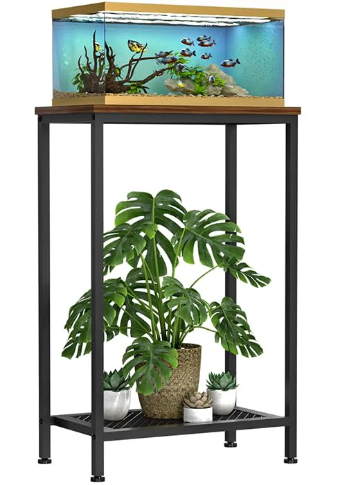 Innovative VANVERB 10 Gallon Fish Tank Stand 2-Tier Black Metal Rack 350lb Capacity Effective