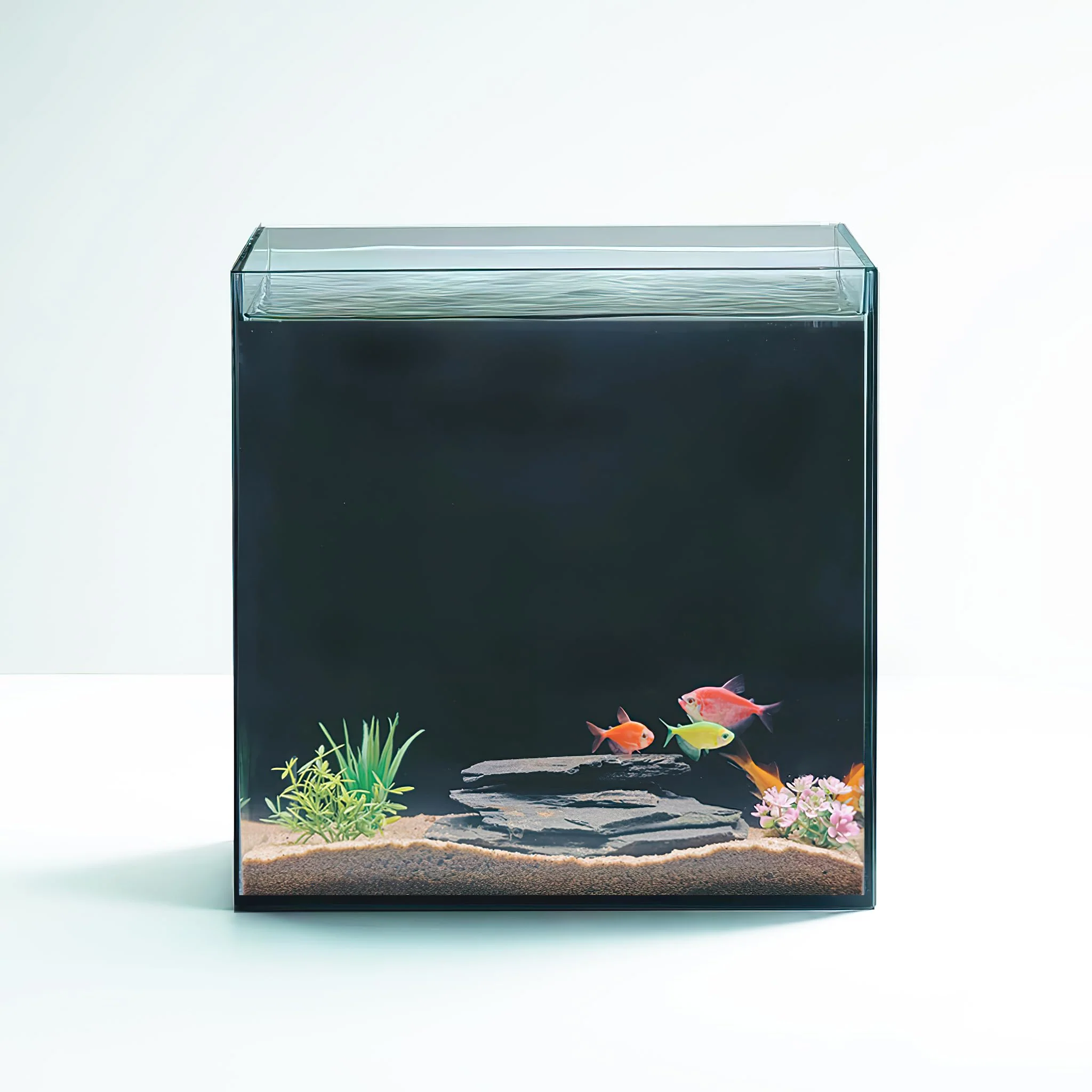 Recyclable KUNVAMUL High-Clarity 3.5-Gallon Glass Aquarium Slim-Depth 30x15x30 cm for Desktop Bathroom Responsible