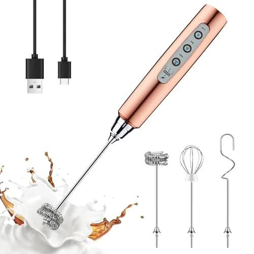 Carefully Designed Rose Gold Handheld Milk Frother Wand for Coffee Professional
