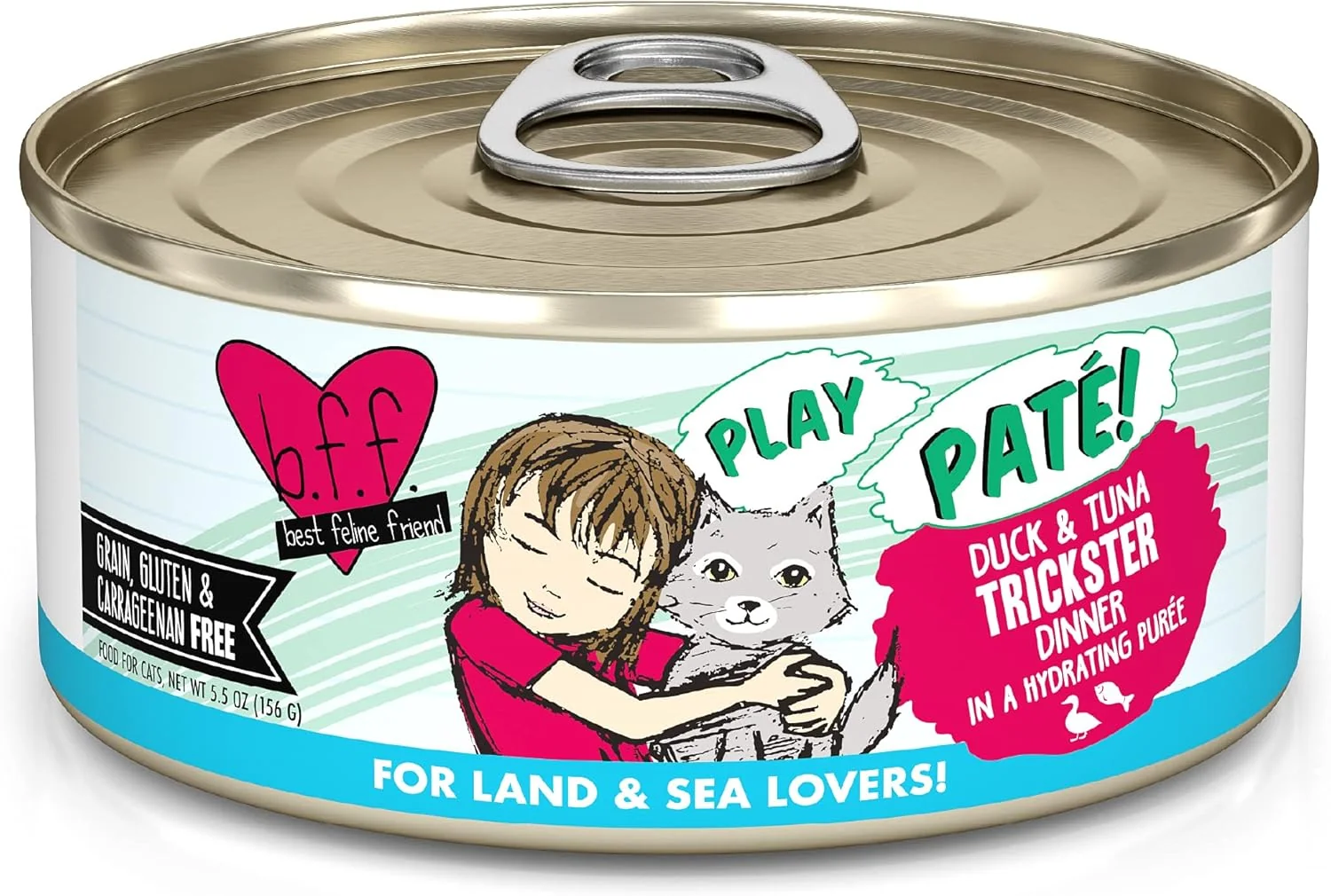 Practical Weruva B.F.F. Play - Feline Friend Paté Lovers Aw Yeah Duck Tuna Trickster with Duck Tuna 5.5oz Can Pack of 8 Premium Material