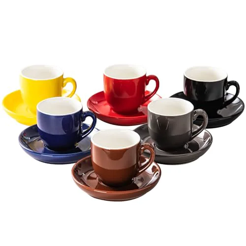 Carefully Designed 5oz Espresso Cups with Saucers Set 6 Count Next-Generation