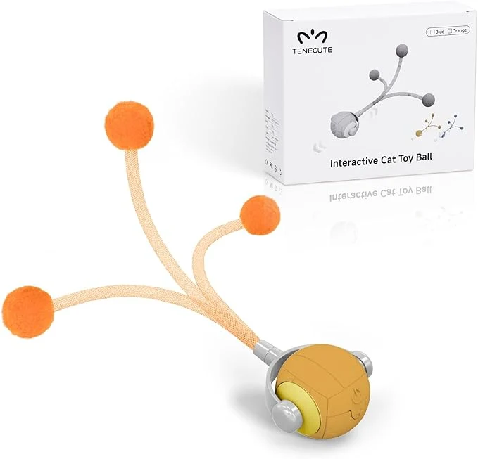 Exceptional Cat Toys for Indoor Cats Interactive Cat Toy Ball with Pom-Pom Tails Automatic Cat Toy Self Play Exercise Toy to Relieve Boredom for Kitten Adult Cats Orange About This Fast