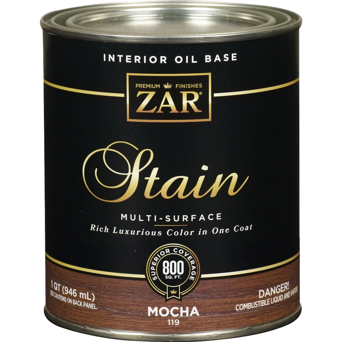 Dependable ZAR Oil-Based Wood Stain Mocha 1 Qt. Recyclable