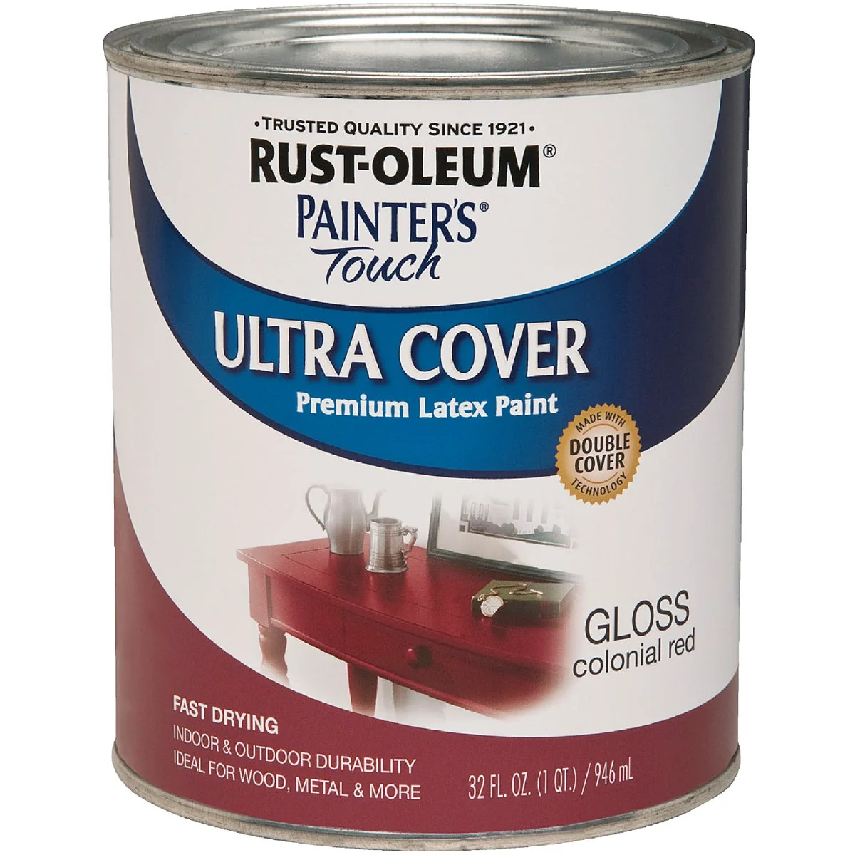 Lightweight Rust-Oleum Painter's Touch 2X Ultra Cover Premium Latex Paint Colonial Red 1 Qt. Verified