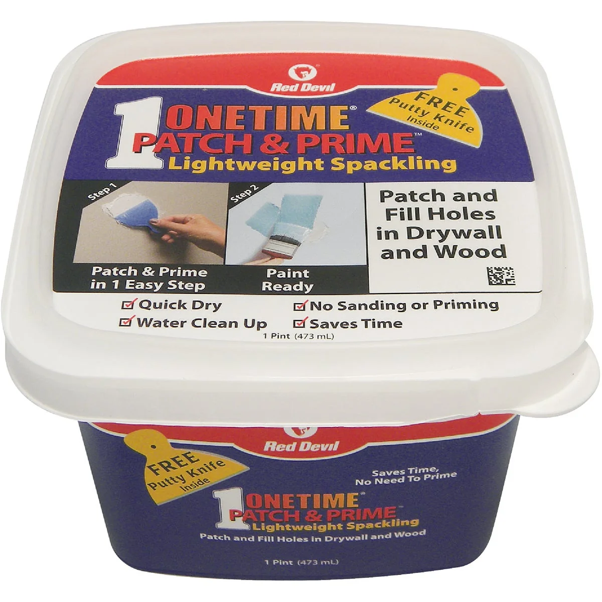 Easy-to-Use Red Devil Onetime 1 Pt. Lightweight Acrylic Patch Prime Spackling Advanced