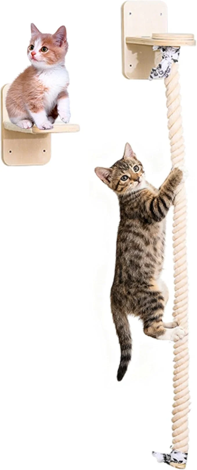 Professional Wall Mounted Cat Climbing Rope with Platforms - 2 59.1 Inch Vertical Cat Tower and Scratching Post Space Saving Cat Wall Furniture for Indoor Cats to Climb Play and Perch Cat TreeAbout ThisOverview Flexible