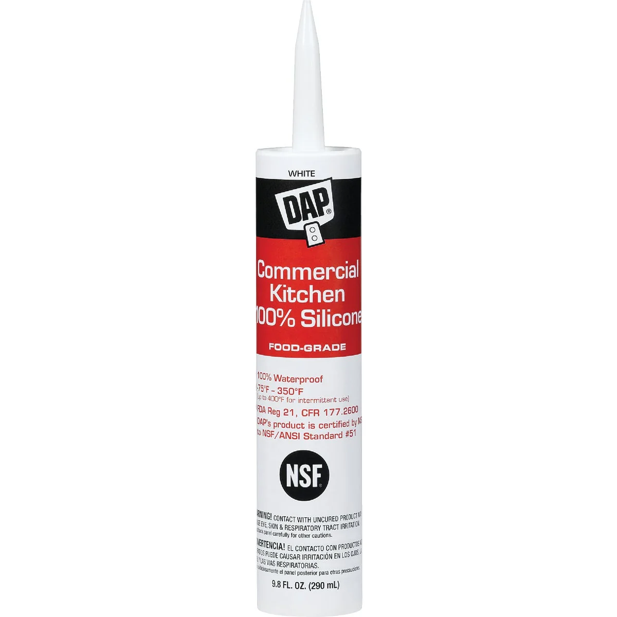 Premium DAP 9.8 Oz. Commercial Kitchen Food-Grade Silicone Sealant White Breathable