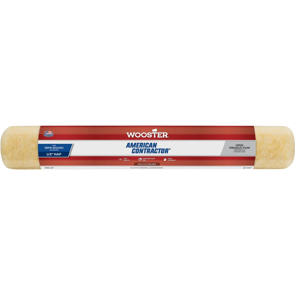 Top-Quality Wooster American Contractor 18 In. x 1 2 In. Knit Fabric Roller Cover Refined