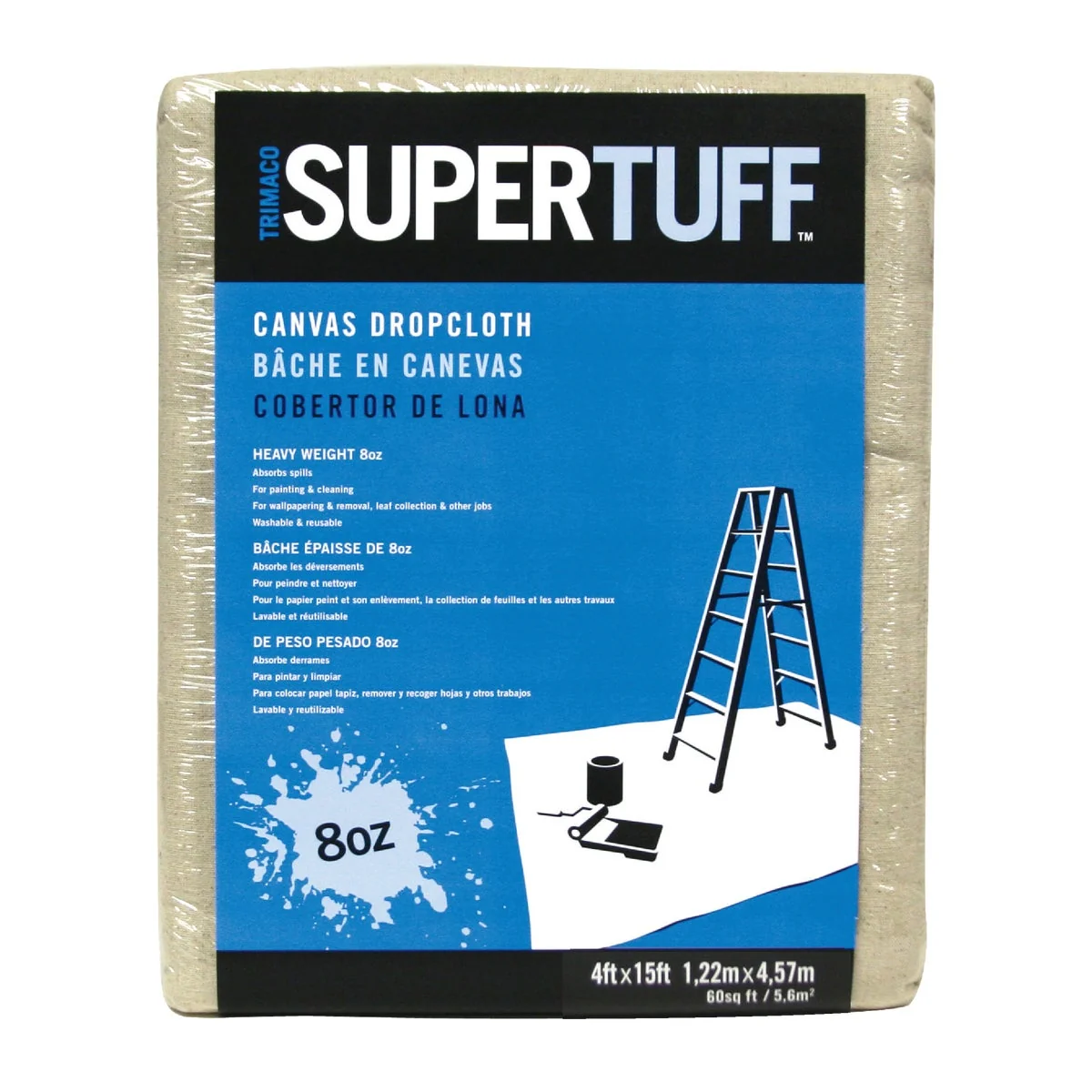 Effective Trimaco SuperTuff Canvas 4 Ft. x 15 Ft. 8 Oz. Drop Cloth Exclusive
