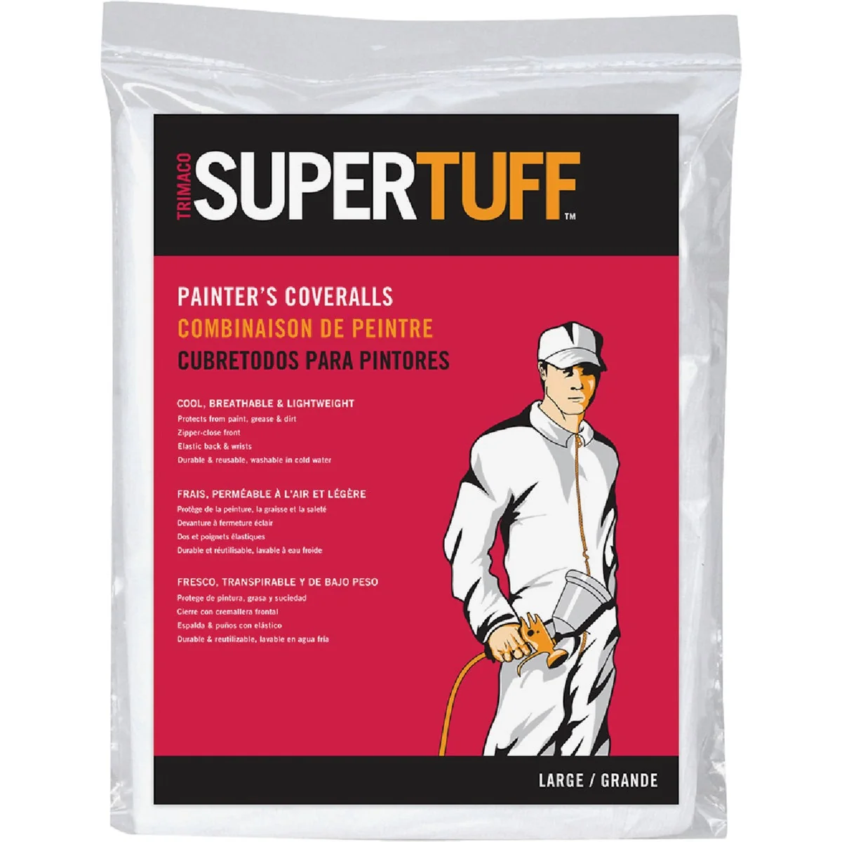 Professional Trimaco SuperTuff Large Reusable Painter's Coveralls Pure