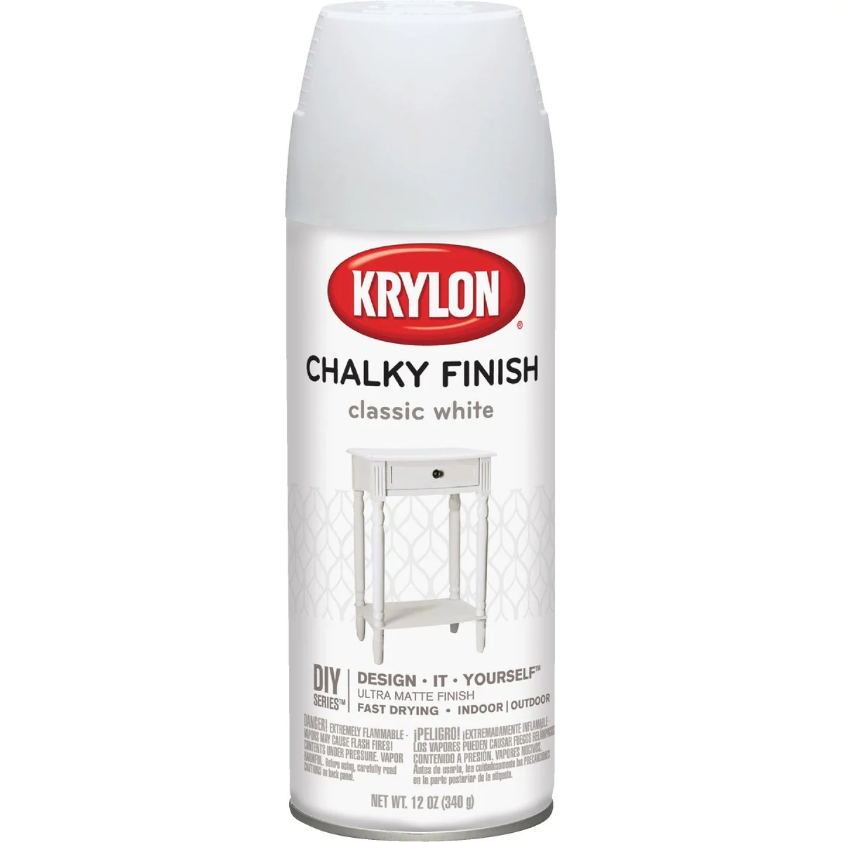 Natural Krylon CHALKY FINISH 12 Oz. Ultra Matte Chalk Spray Paint Classic White Fine