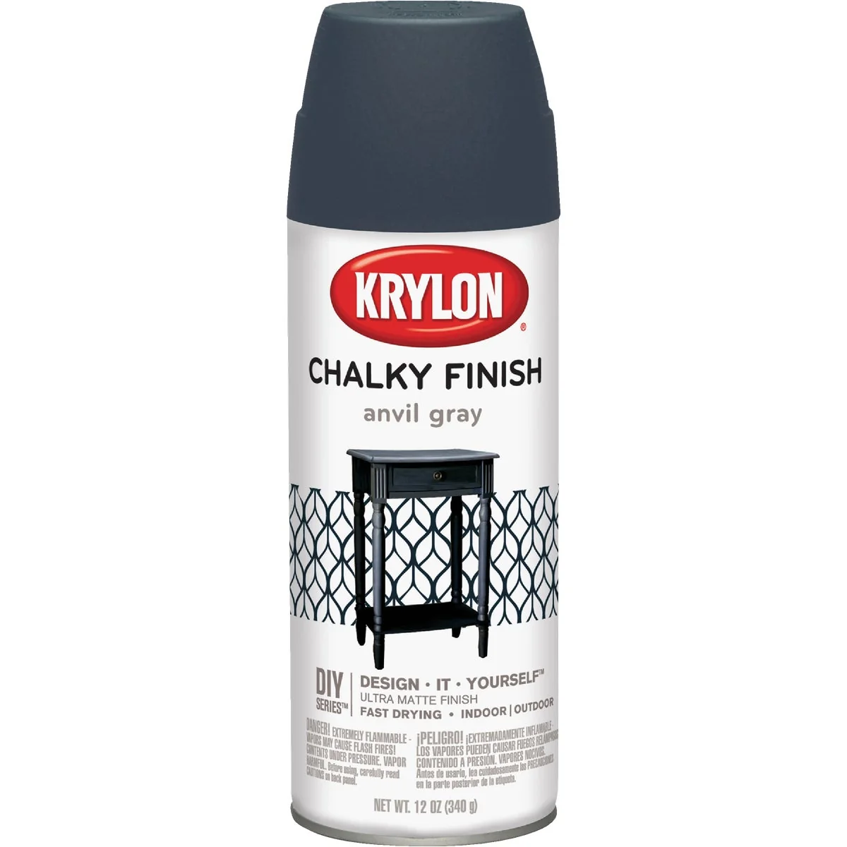 Minimalist Krylon CHALKY FINISH 12 Oz. Ultra Matte Chalk Spray Paint Anvil Gray Proven