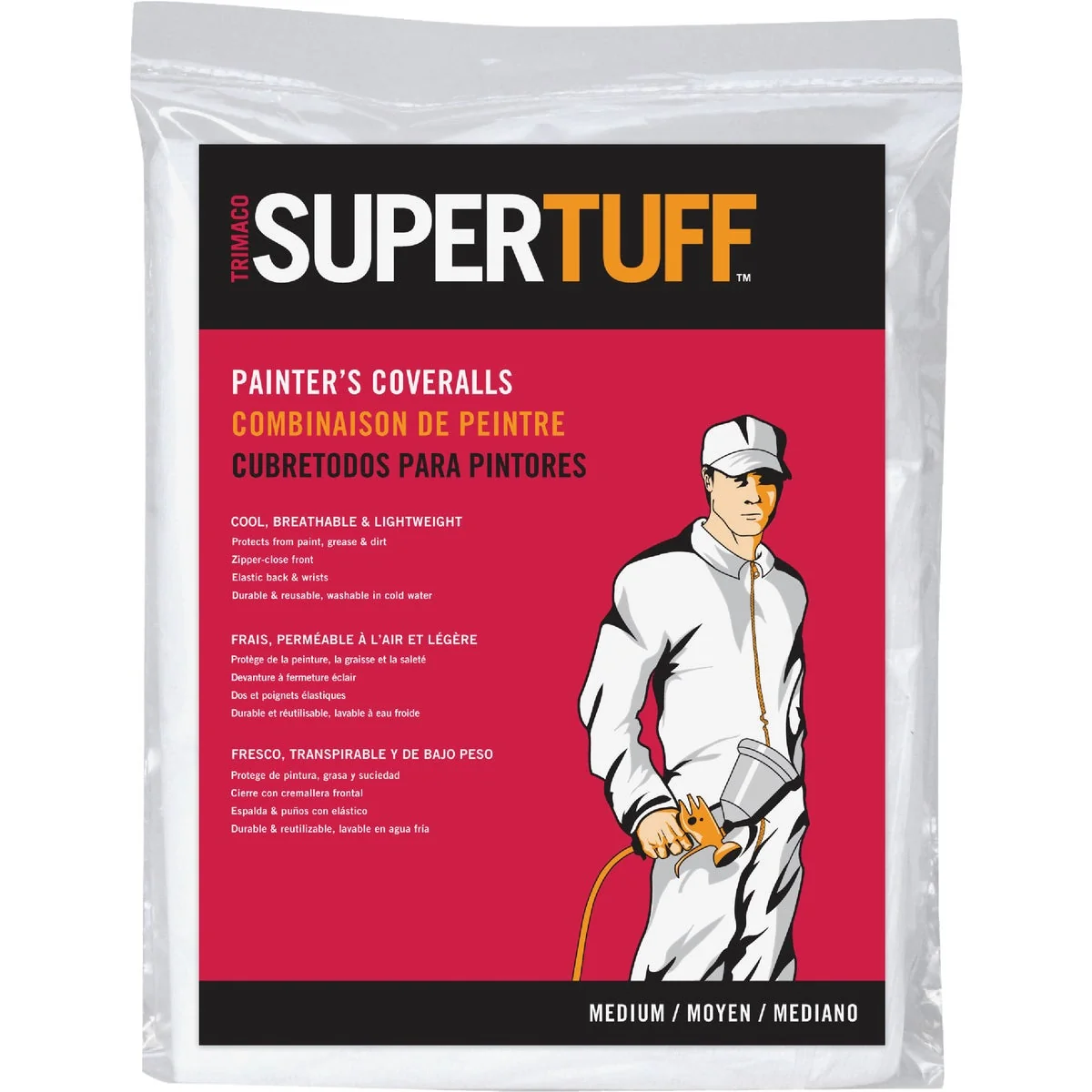 Functional Trimaco SuperTuff Medium Reusable Painter's Coveralls Easy-to-Use