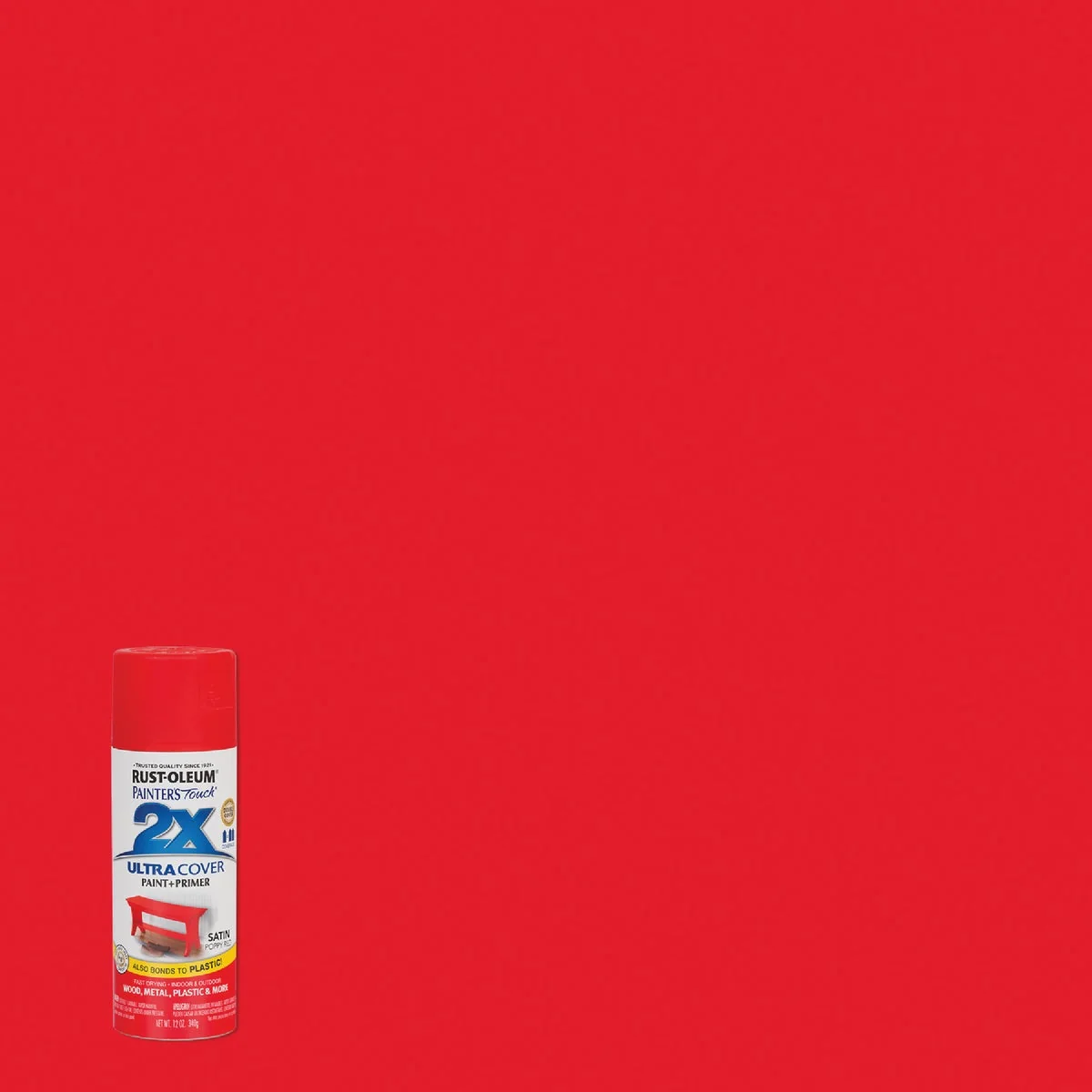 Recyclable Rust-Oleum Painter's Touch 2X Ultra Cover 12 Oz. Satin Paint Primer Spray Paint Poppy Red Trendy