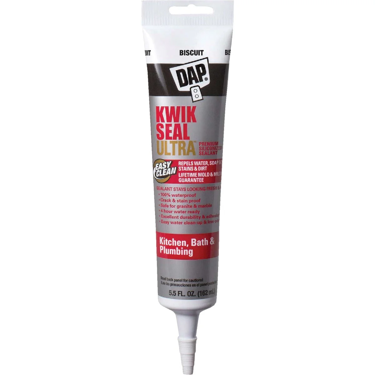 Premium Material DAP KWIK SEAL ULTRA 5.5 Oz. Biscuit Siliconized Kitchen Bath Sealant Powerful