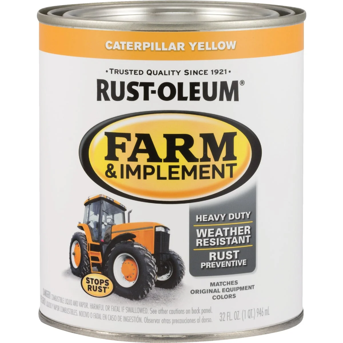 Organic Rust-Oleum 1 Quart Caterpillar Yellow Gloss Farm Implement Enamel Proven