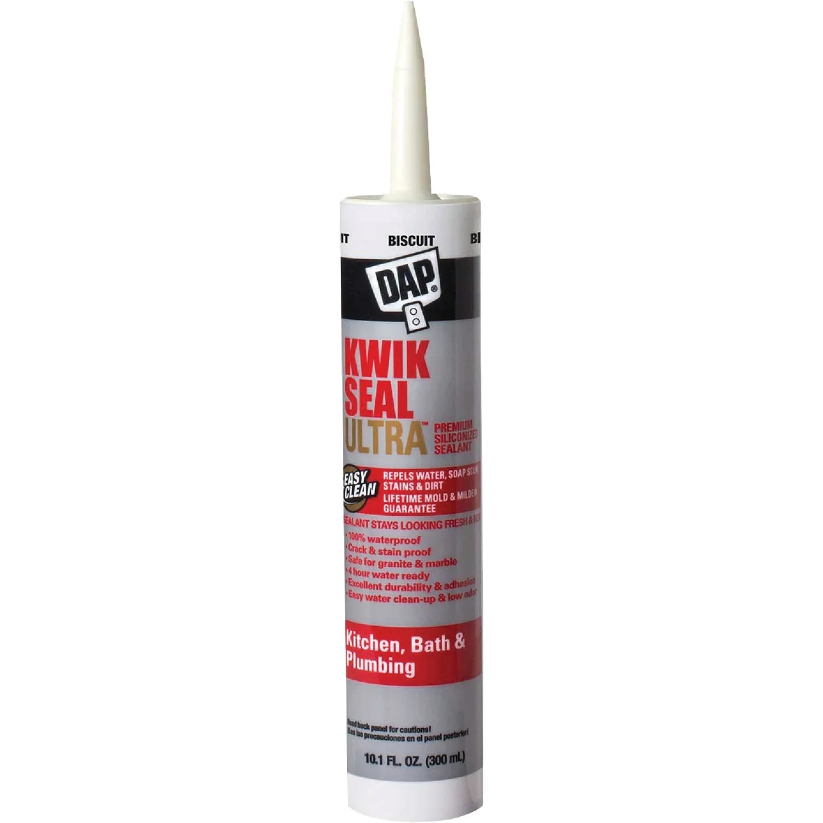 Green DAP KWIK SEAL ULTRA 10.1 Oz. Biscuit Siliconized Kitchen Bath Sealant Excellent