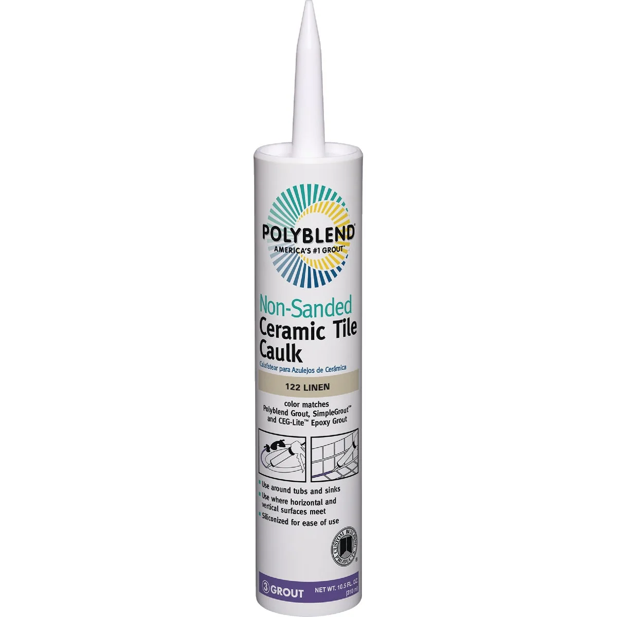 High-Grade Polyblend 10.5 Oz. 122 Linen Non-Sanded Ceramic Tile Caulk Certified