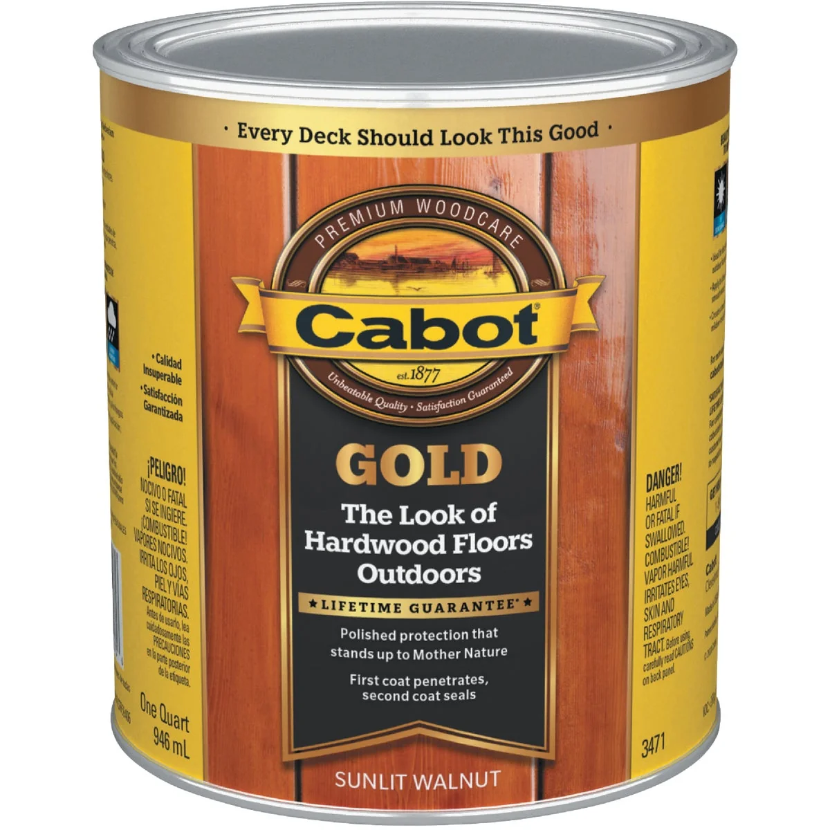 Premium Cabot Gold Exterior Stain Sunlit Walnut 1 Qt. Certified