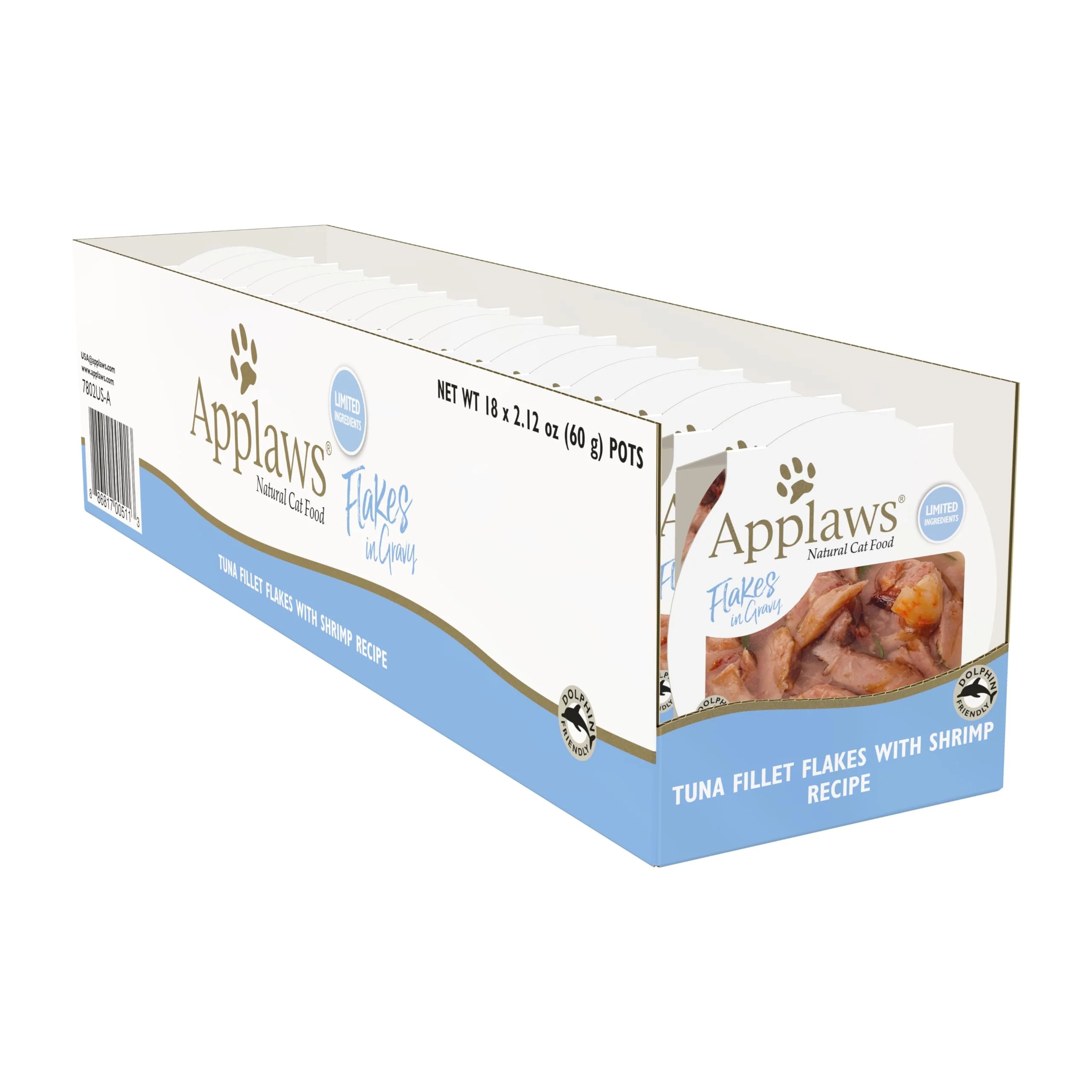 Long-Lasting Applaws Natural Wet Cat Food – 18 Pots Shrimp in Gravy 2.12oz Limited Ingredient Premium Material