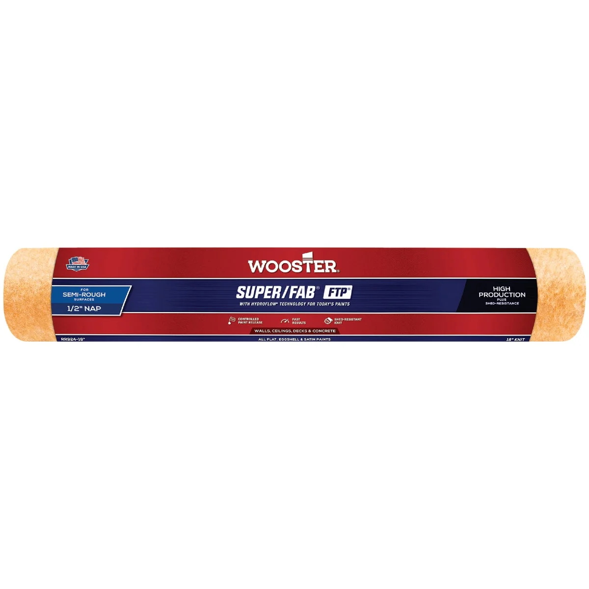 Crafted Wooster Super Fab FTP 18 In. x 1 2 In. Knit Fabric Roller Cover Dependable