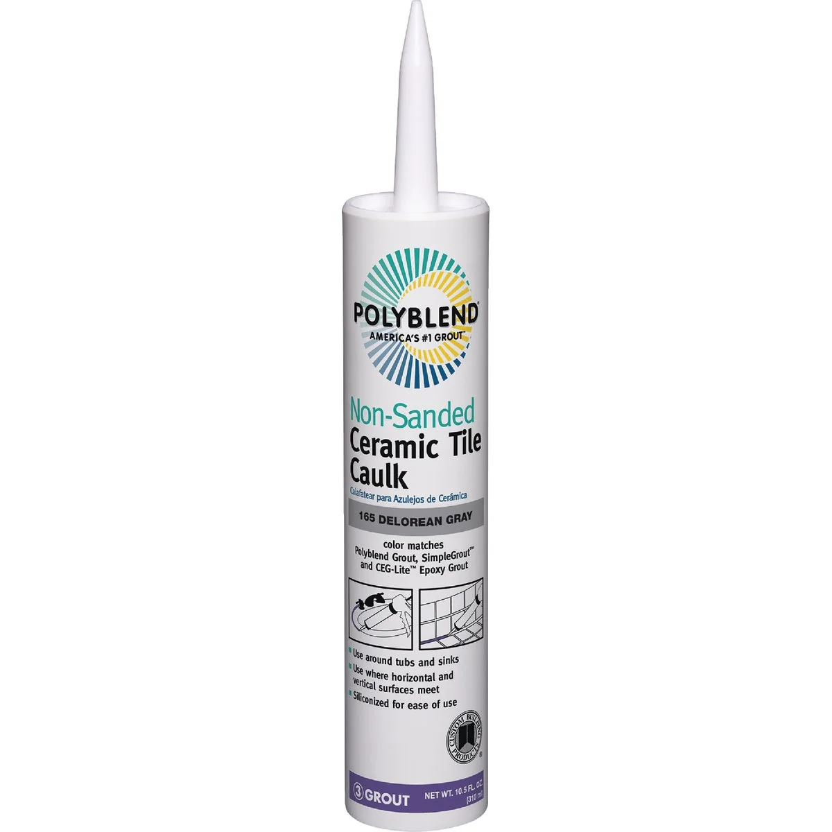 Green Polyblend 10.5 Oz. 165 Delorean Gray Non-Sanded Ceramic Tile Caulk Comfortable