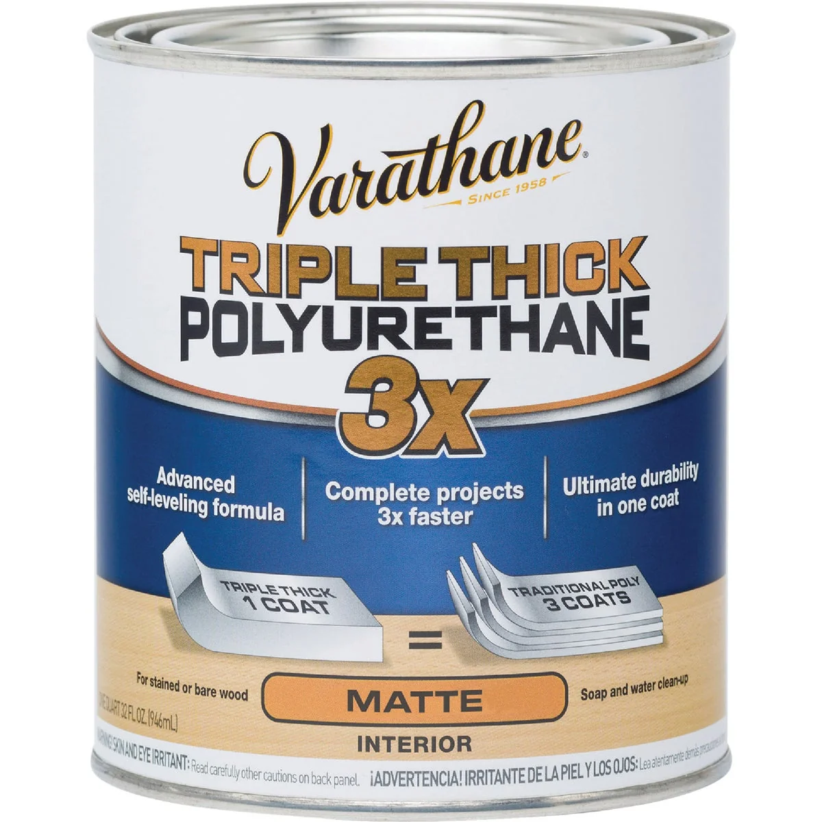 High-Performance Varathane Matte Triple Thick Interior Polyurethane 1 Qt. Modern