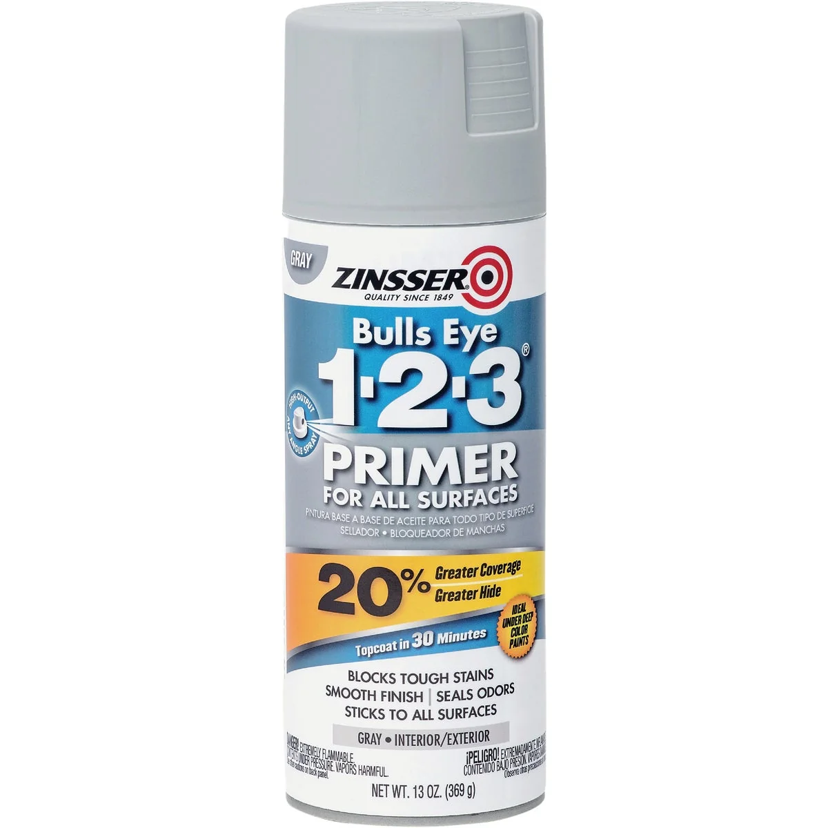 Responsible Zinsser Bulls Eye 1-2-3 13 Oz. Primer Spray Gray Practical