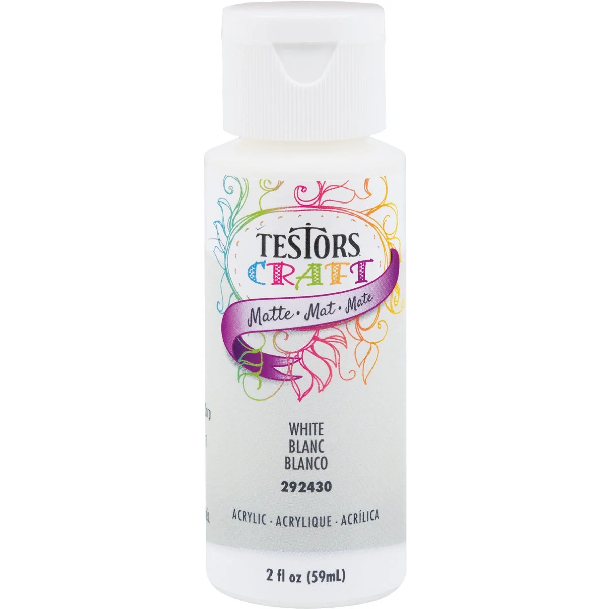High-Performance Testors 2 Oz. Acrylic Matte Craft Paint White Sophisticated