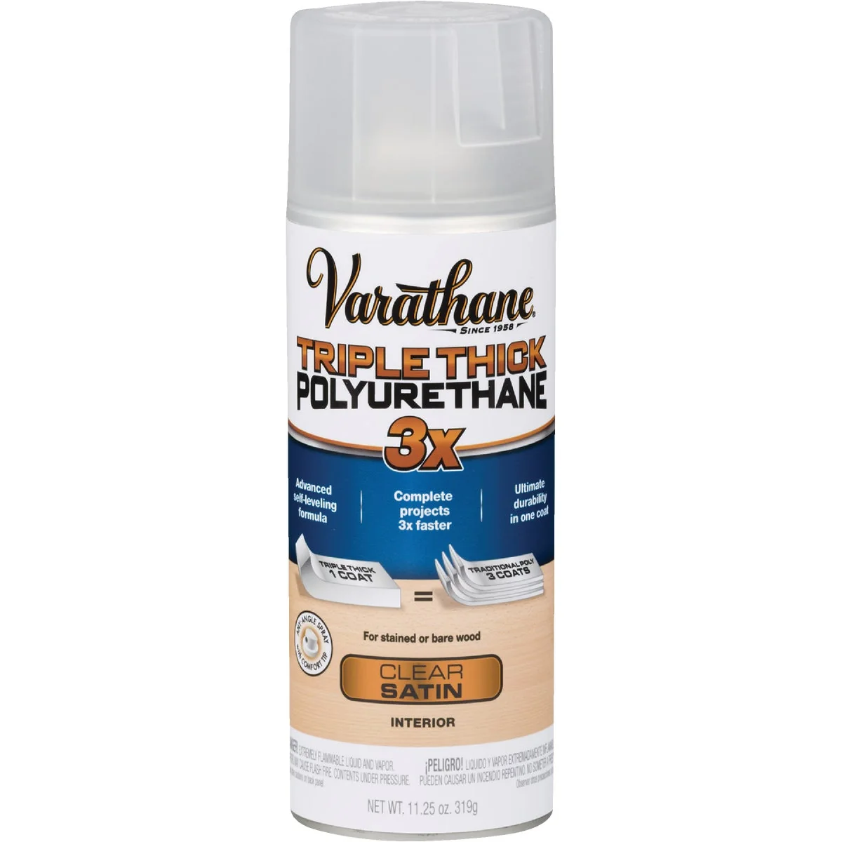 Solid Varathane Triple Thick Satin Clear Spray Polyurethane 11.25 Oz. Artisan