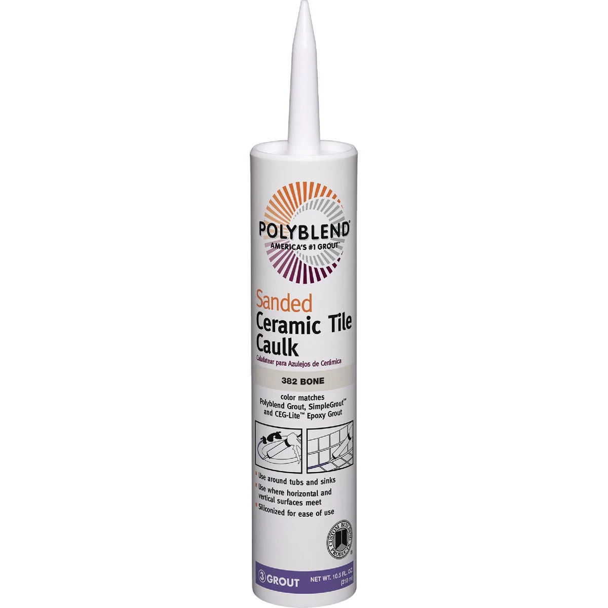 Safe Polyblend 10.5 Oz. 382 Bone Sanded Ceramic Tile Caulk Fast