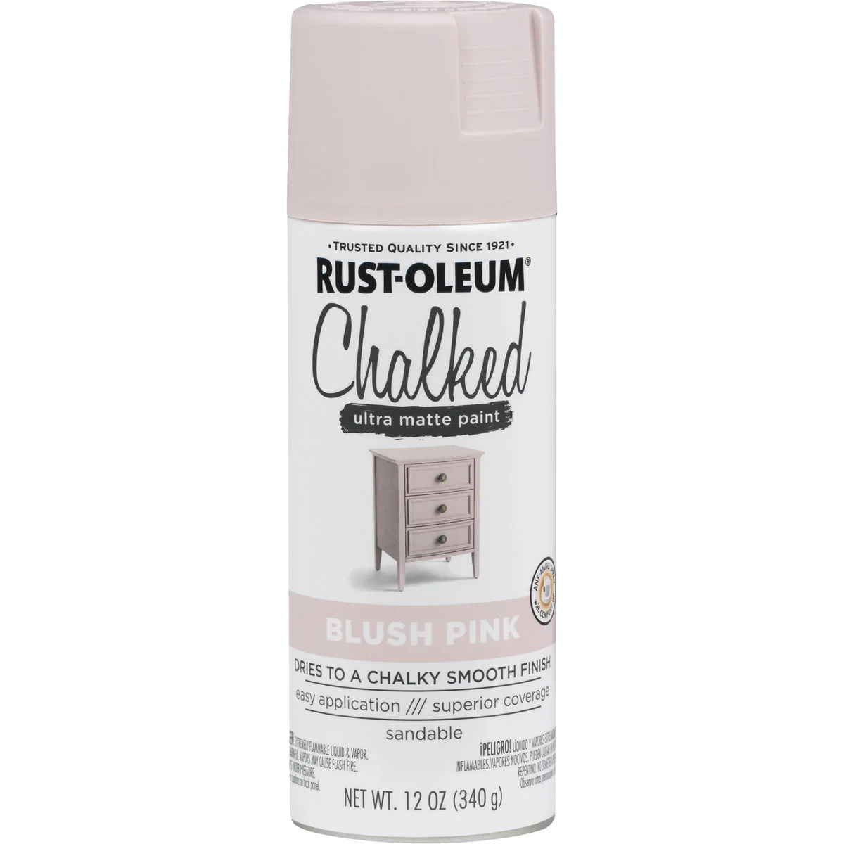 Long-Lasting Rust-Oleum Chalked 12 Oz. Ultra Matte Spray Paint Blush Pink High-Performance