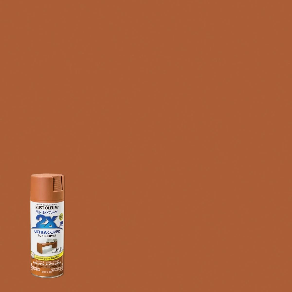 Powerful Rust-Oleum Painter's Touch 2X Ultra Cover 12 Oz. Satin Paint Primer Spray Paint Caramel Certified