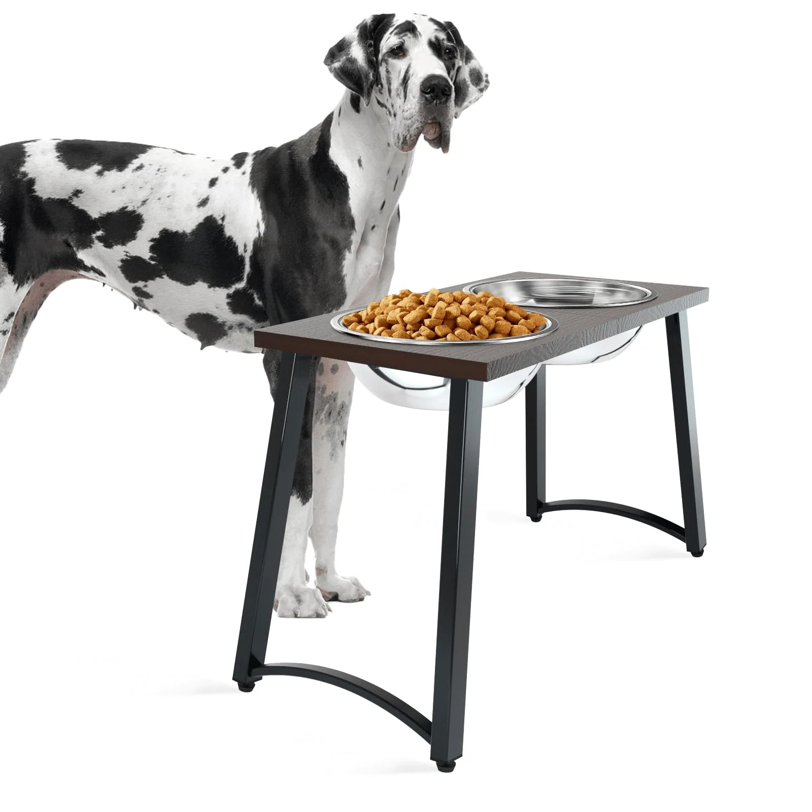 Natural TIDANT d Dog Bowls for Extra Large Dogs – 16.5-inch Stand 2 x 100oz Stainless Bowls 3000ml Comfortable