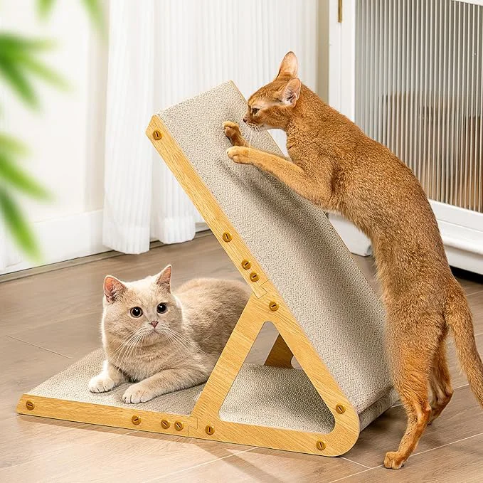 Recyclable A-Frame Cat Scratchers for Indoor Cats Wood Frame Recycled Cardboard Scratch Pad Dual-Sided Vertical Horizontal Scratching Board Space-Saving Furniture Protector for Sofa Walls MediumAbout ThisOverview Practical