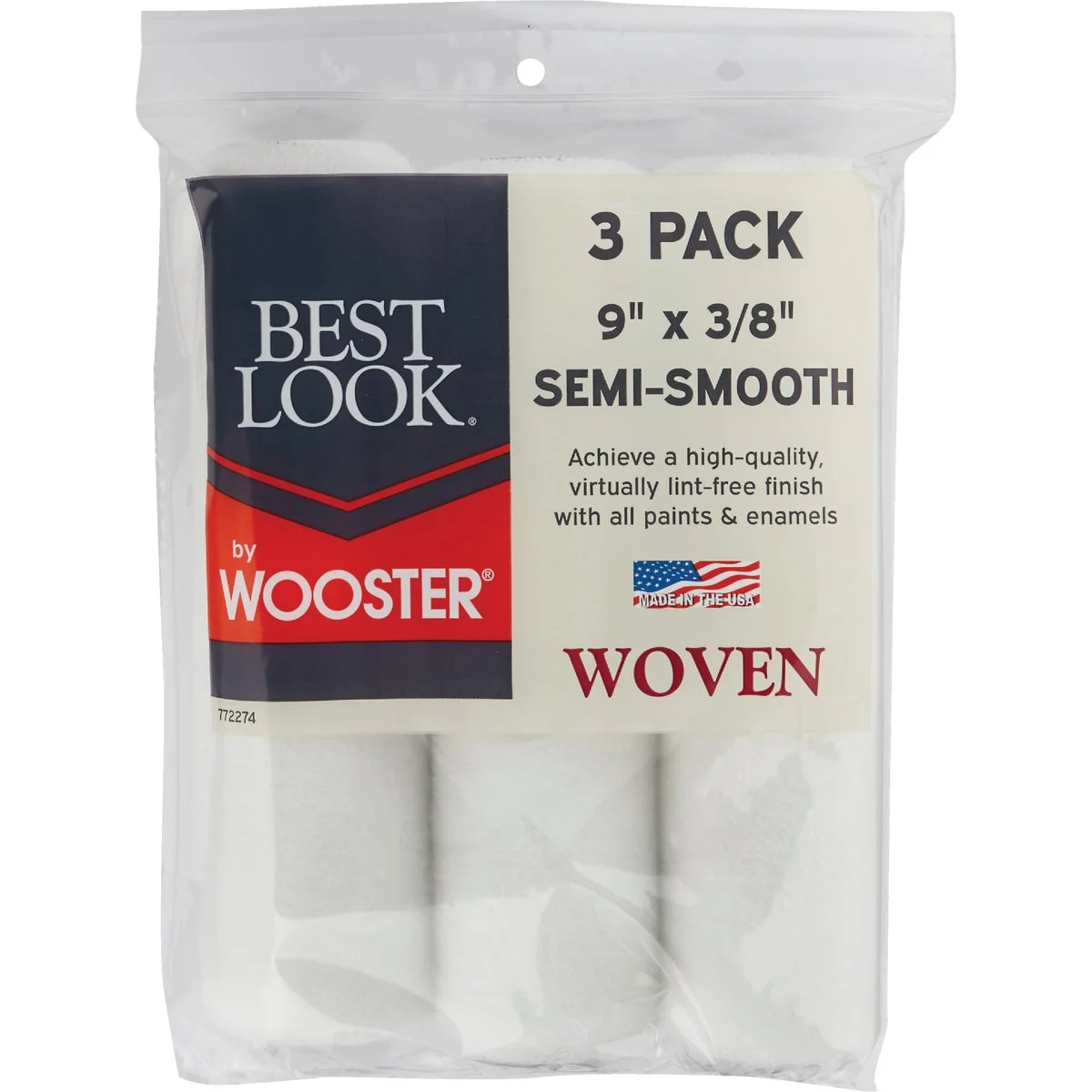 Organic Look By Wooster 9 In. x 3 8 In. Woven Fabric Roller Cover 3-Pack Casual